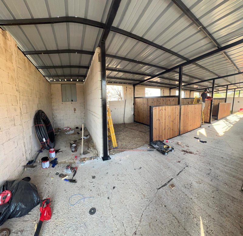 Horse stalls mid-construction